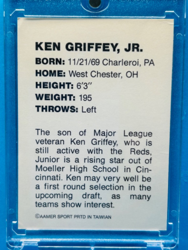 Photo 2 of 699065…Moeller Ken Griffey Jr. card  in hard plastic case 