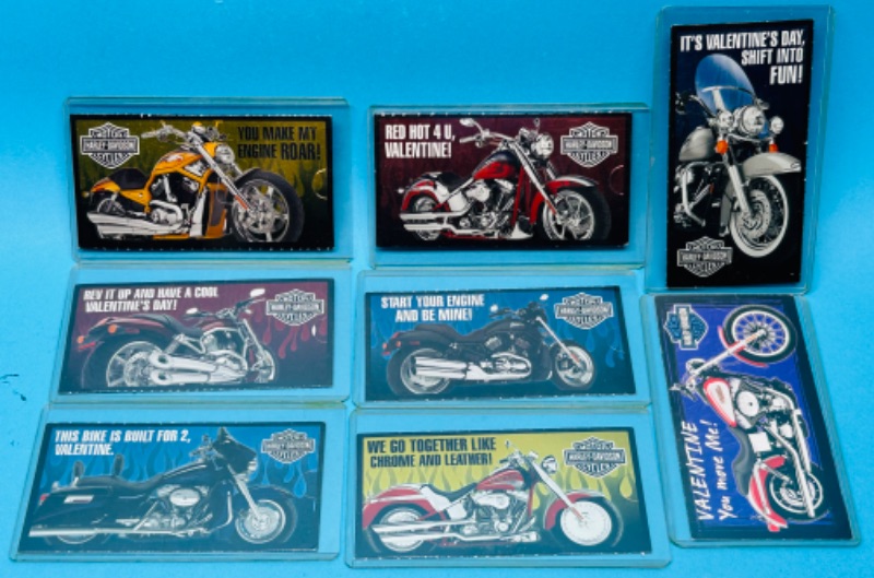 Photo 1 of 699066…8 Harley Davidson Valentines most chrome foil in hard plastic sleeves 