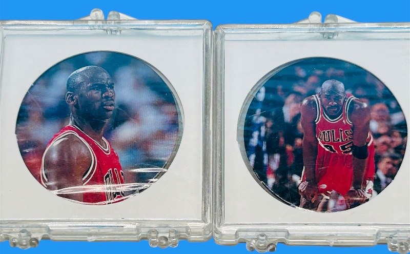 Photo 1 of 699070…2 upper deck 1995  Michael Jordan milk caps in cases 