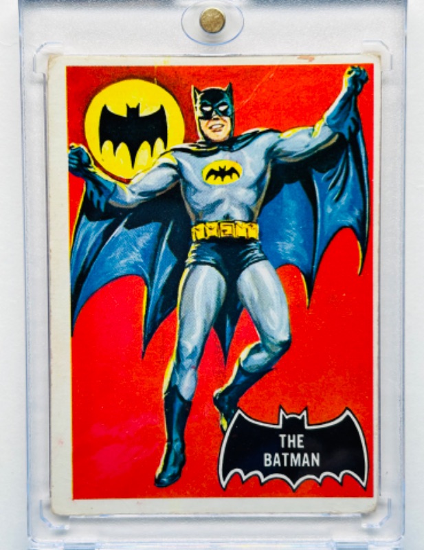 Photo 1 of 699074…vintage 1966 The Batman Rookie card 1 in hard plastic case-has wear from age