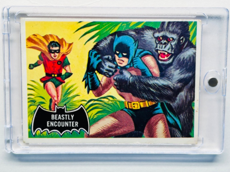 Photo 1 of 699077…vintage 1966 Batman card 50 Beastly Encounter  in hard plastic case