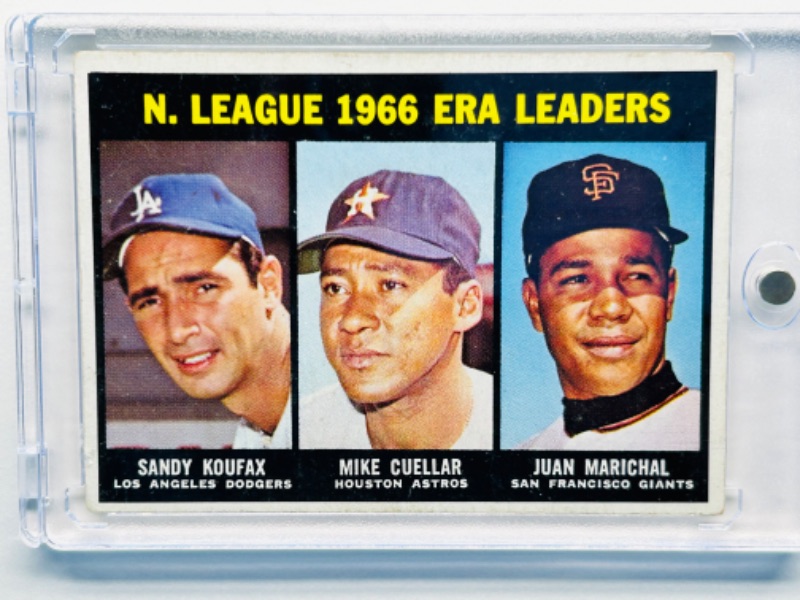 Photo 1 of 699079…1966 N.League ERA Leaders card 234  in hard plastic case