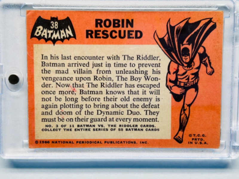 Photo 2 of 699080…vintage 1966 Batman card 38 Robin Rescued  in hard plastic case