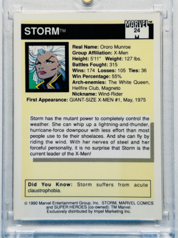 Photo 2 of 699088… Marvel comics super heroes card 24 Storm  in hard plastic case 