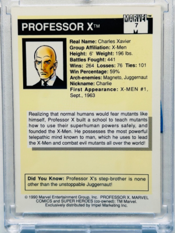 Photo 2 of 699089… Marvel comics super heroes Professor X card 7  in hard plastic case 