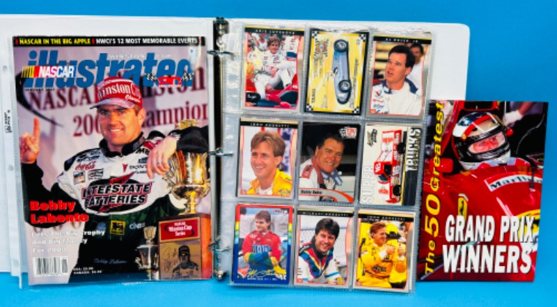 Photo 1 of 699118…234 mixed NASCAR cards and 2 magazines in binder