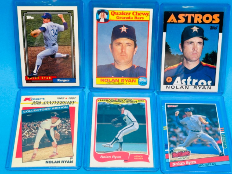 Photo 1 of 669131… 6 Nolan Ryan trading cards in hard plastic sleeves 