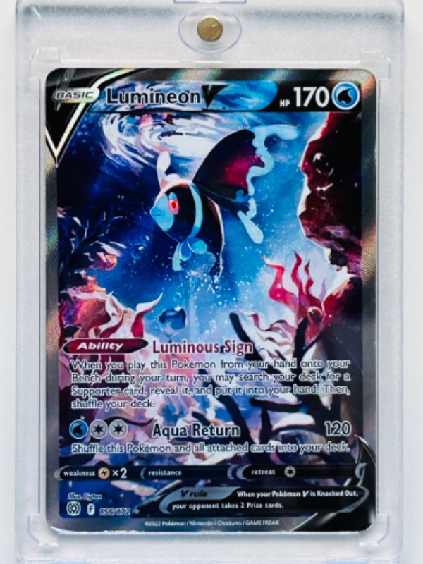 Photo 2 of 669133…Pokémon Lunineon V holo card  156/172 in  hard plastic case