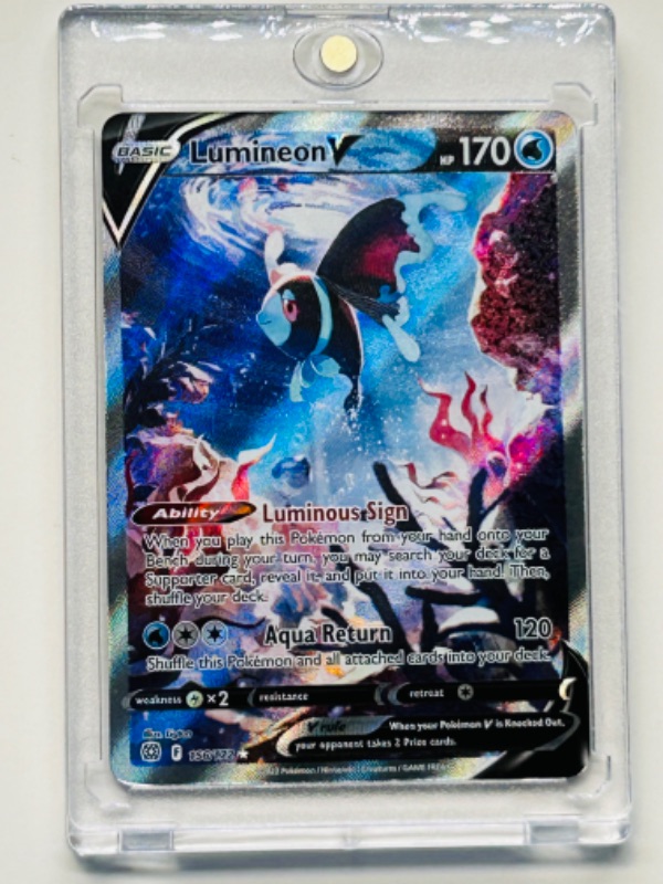 Photo 4 of 669133…Pokémon Lunineon V holo card  156/172 in  hard plastic case