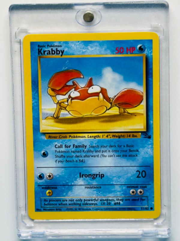 Photo 1 of 669134…Pokémon Krabby card 51/62 in  hard plastic case