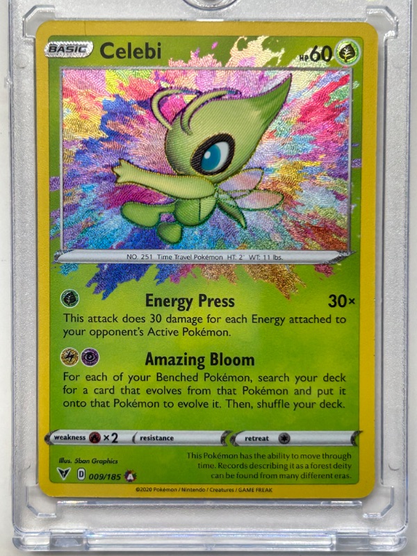 Photo 1 of 669136…Pokémon holo Celebi card 009/185 in  hard plastic case