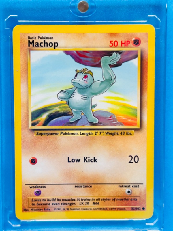 Photo 1 of 669142…Pokémon Machop card 52/102 in  hard plastic case