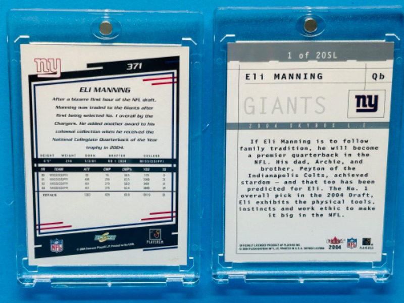 Photo 2 of 669144…2 Rookie Eli Manning cards in  hard plastic cases