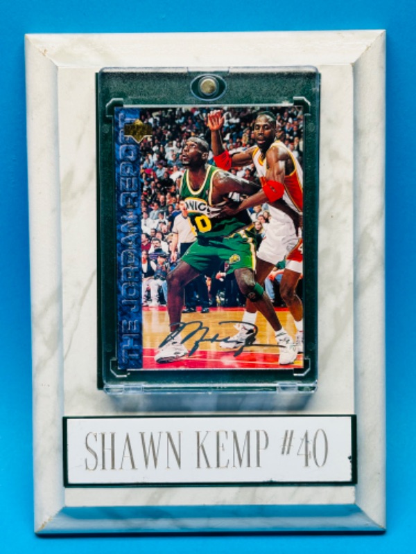 Photo 1 of 699151…7 x 5” Shawn Kemp plaque  Michael Jordan report card and gold inlay signature 