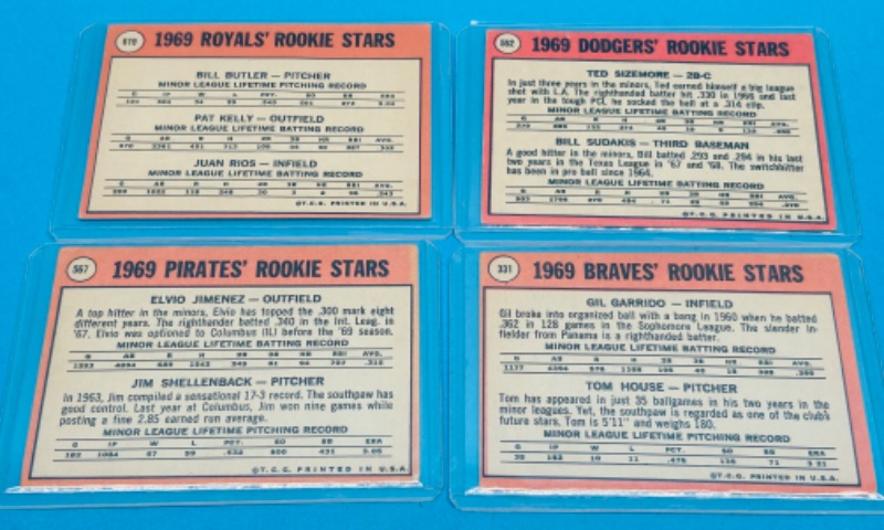 Photo 2 of 699161…4 vintage 1969 Rookie baseball star cards in hard plastic sleeves 