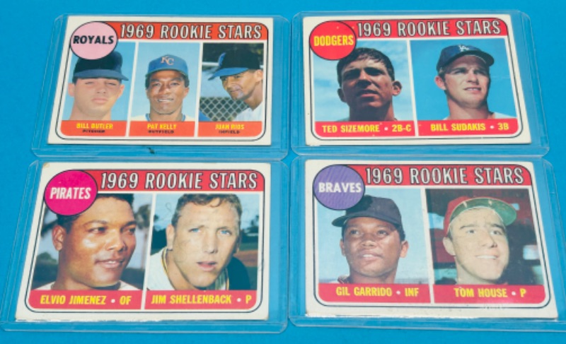 Photo 1 of 699161…4 vintage 1969 Rookie baseball star cards in hard plastic sleeves 