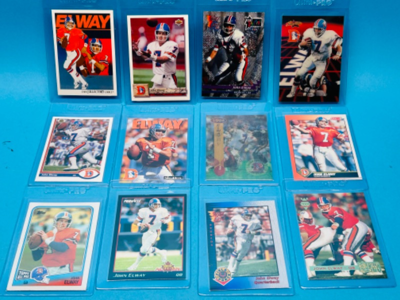 Photo 1 of 699164…12 John Elway trading cards in hard plastic sleeves 