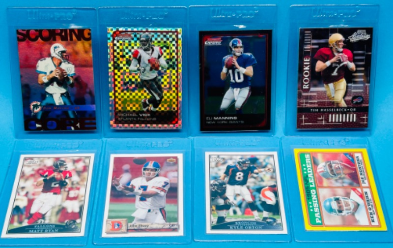 Photo 1 of 699166…8 football quarterback cards in hard plastic sleeves 