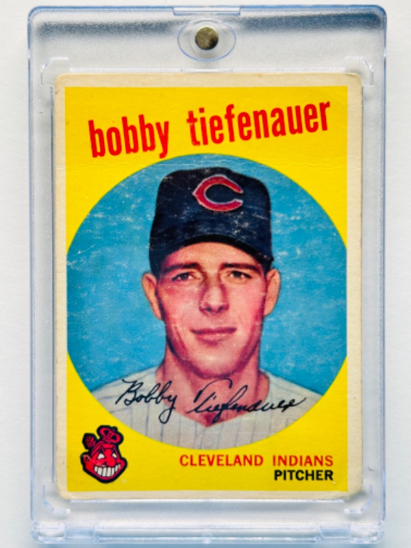 Photo 1 of 699169…shows wear- vintage 1959 Bobby Tiefenauer card 501 in hard plastic case 