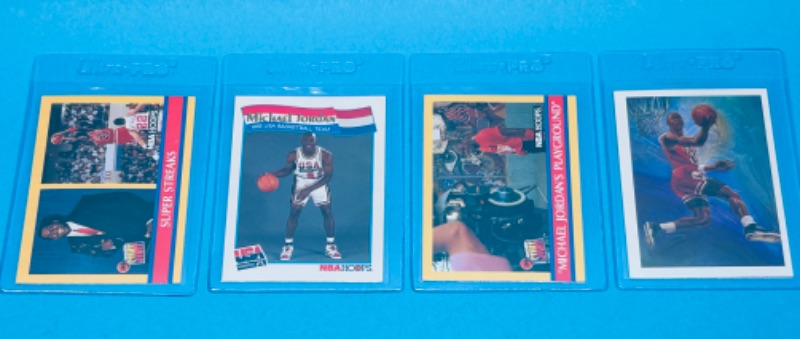 Photo 1 of 699174… 4 Michael Jordan trading cards in hard plastic sleeves 