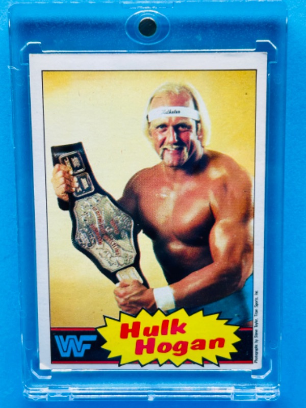 Photo 1 of 699178…vintage 1985 WWF Hulk Hogan card 1  in hard plastic case 