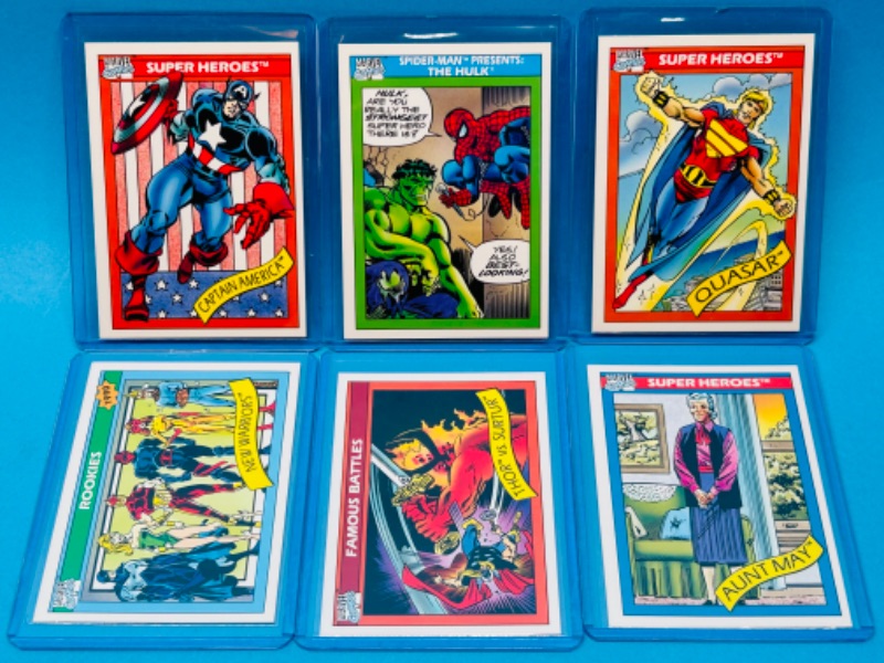 Photo 1 of 699179…6 vintage Marvel comic cards in hard plastic sleeves 