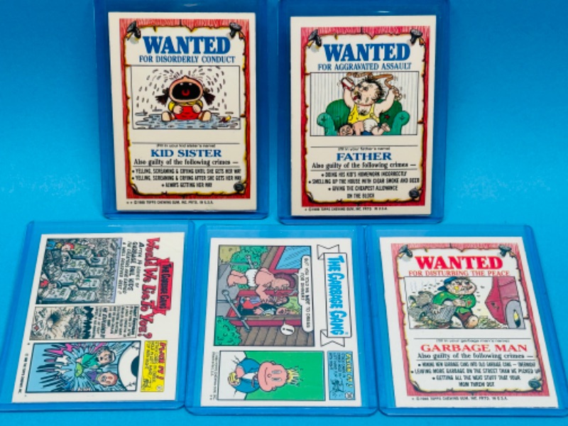 Photo 2 of 699182…5 vintage garbage pail kids sticker cards in hard plastic sleeves 1986-88