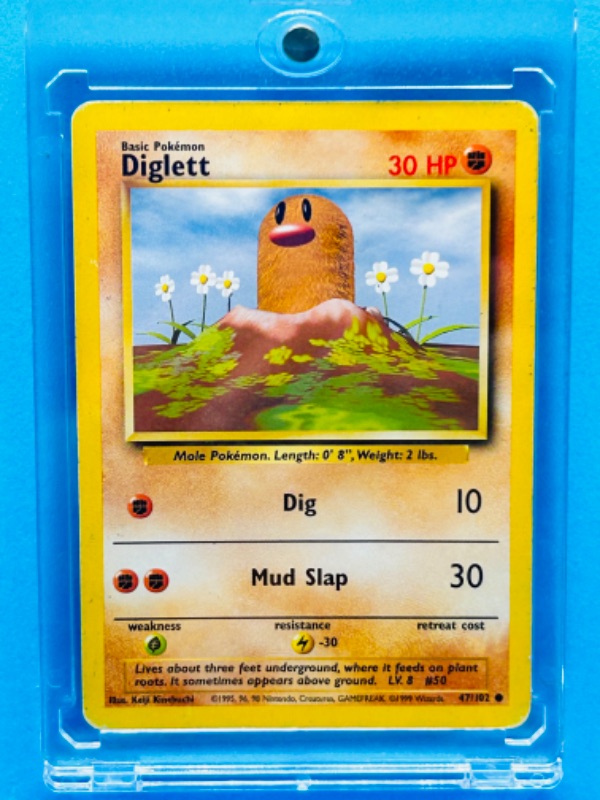 Photo 1 of 699183…Pokémon Diglett card 47/102 in hard plastic case 