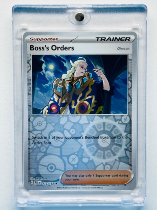 Photo 1 of 699198…Pokémon Boss’s Orders reverse holo card 172/193  in hard plastic case 