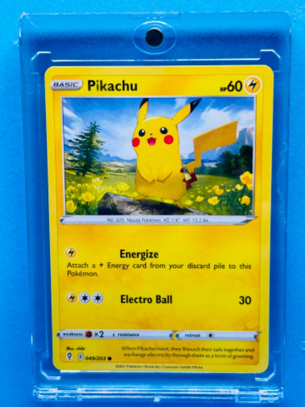 Photo 1 of 699203…Pokémon Pikachu card 049/203  in hard plastic case 