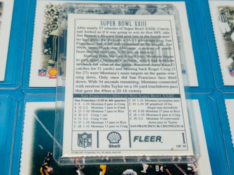 Photo 2 of 699219…Fleet NFL Super Bowl cards in plastic sleeves 1-10 set