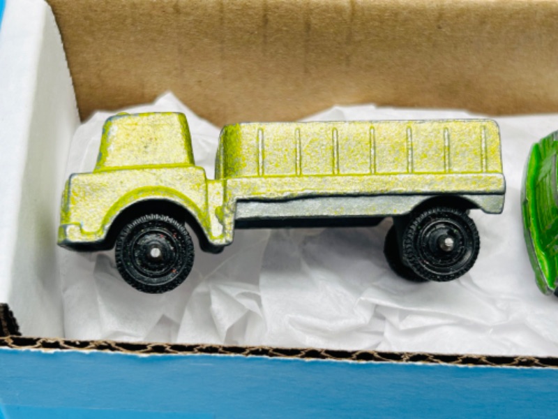 Photo 3 of 699222…3 vintage 1960’s Tootsie Toy Chicago metal trucks -wear from age-chips, scuffs