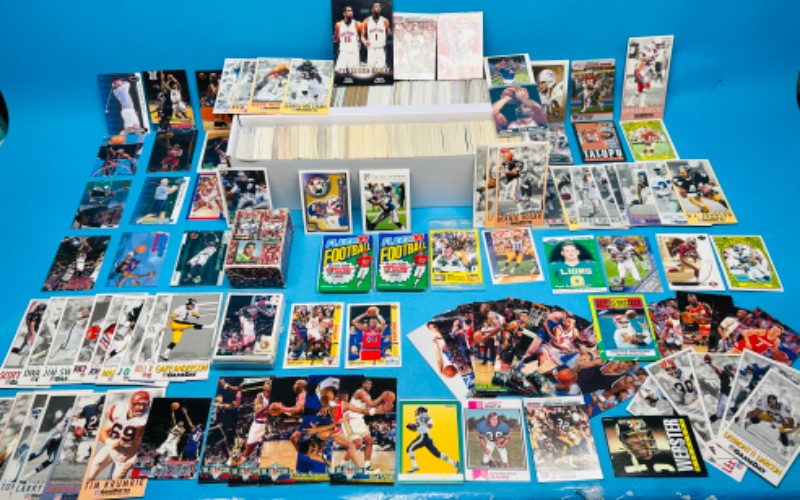 Photo 1 of 699233…1500+ mixed football and basketball trading cards in box