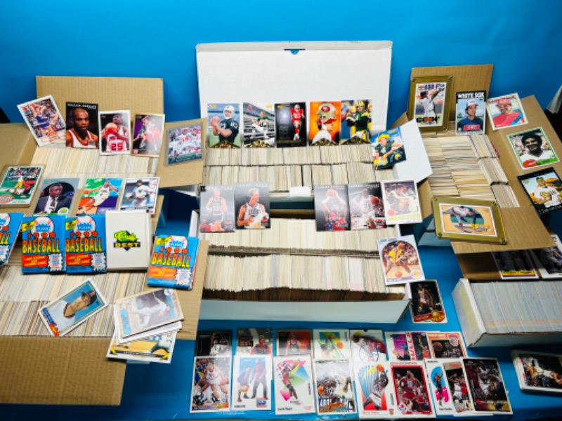 Photo 1 of 699236…6500+ mixed  sports trading cards in 6  boxes see photos 