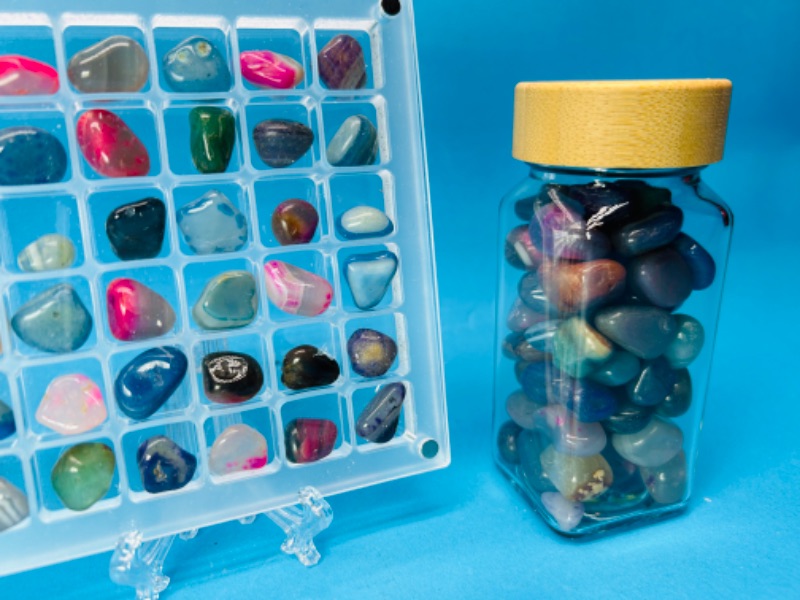 Photo 2 of 699344… polished rock collection in 4” bottles and display grid