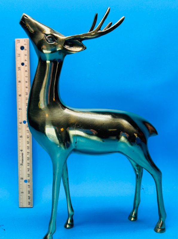 Photo 1 of 699346…12” vintage heavy brass deer statue 