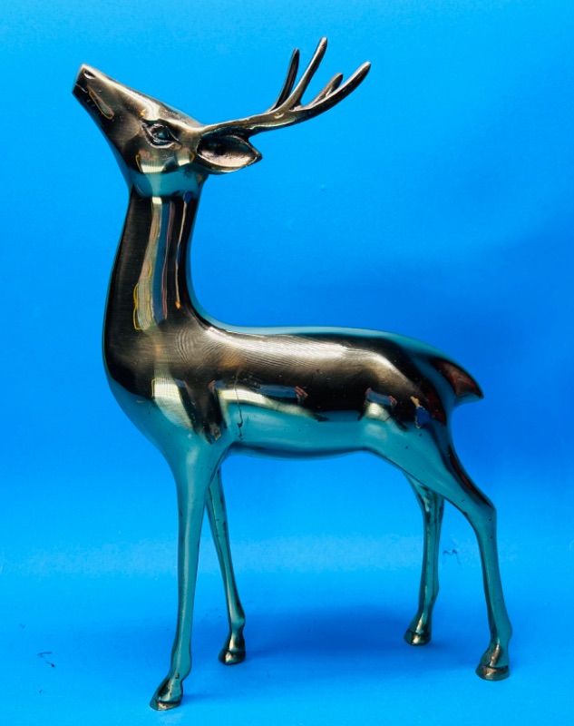 Photo 2 of 699346…12” vintage heavy brass deer statue 