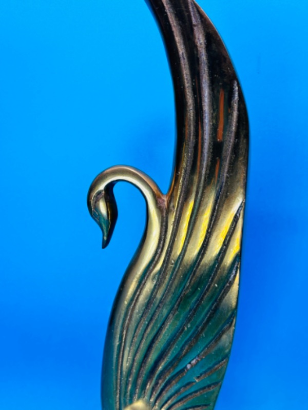 Photo 2 of 699352…15” vintage solid brass swan statue made in Korea 