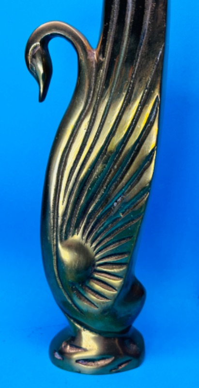 Photo 1 of 699352…15” vintage solid brass swan statue made in Korea 