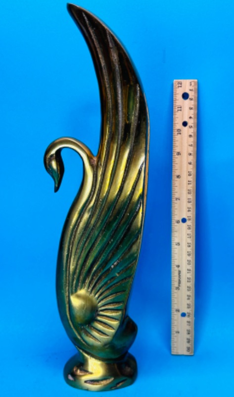 Photo 4 of 699352…15” vintage solid brass swan statue made in Korea 