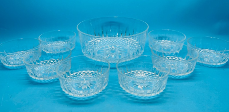 Photo 4 of 699371…vintage Arcoroc France glass salad server and 8 salad bowls