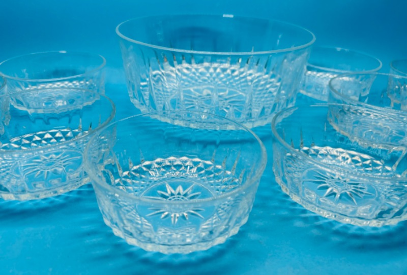 Photo 5 of 699371…vintage Arcoroc France glass salad server and 8 salad bowls