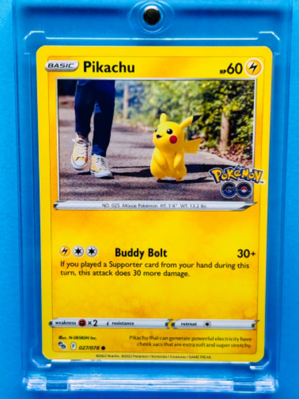 Photo 1 of 699419…Pokémon pikachu card 027/078  in hard plastic case