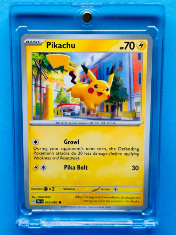 Photo 1 of 699422…Pokémon pikachu card018/091  in hard plastic case