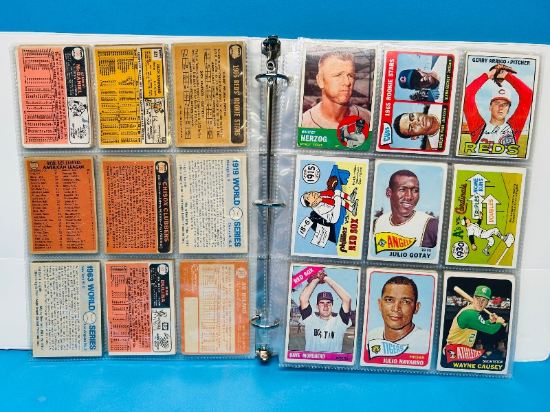 Photo 1 of 699435…final sale no returns/refunds-126 mixed baseball cards 1960’s in binder -cards show wear from age