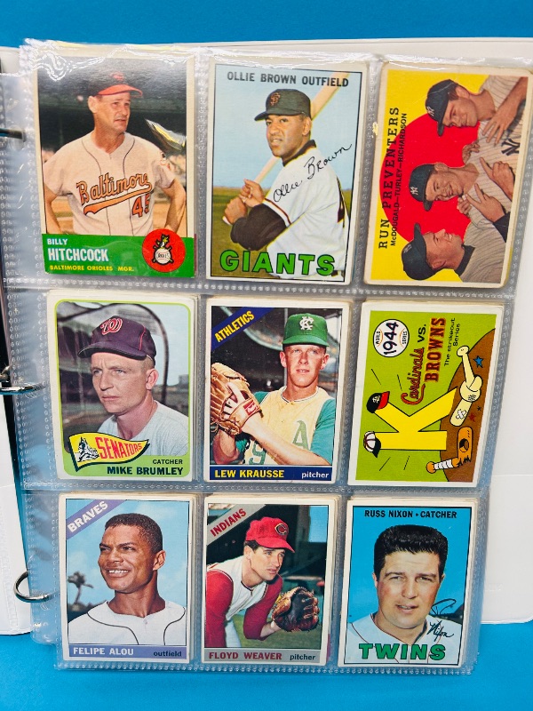 Photo 3 of 699435…final sale no returns/refunds-126 mixed baseball cards 1960’s in binder -cards show wear from age