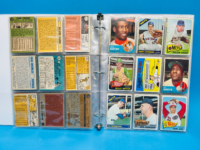 Photo 13 of 699436… final sale no returns/refunds-126 mixed baseball cards 1960’s in binder -cards show wear from age