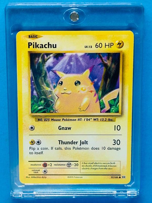 Photo 1 of 699452…Pokémon Pikachu card 35/108  in hard plastic case