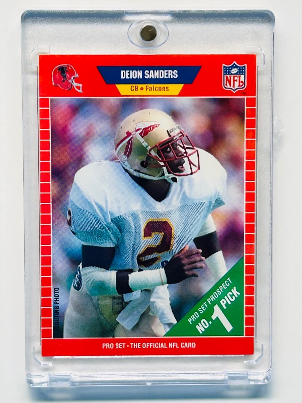 Photo 1 of 699473…rookie Deion Sanders card 486 in hard plastic case