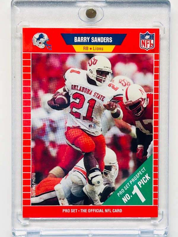 Photo 1 of 699476…Rookie Barry  Sanders card 494  in hard plastic case